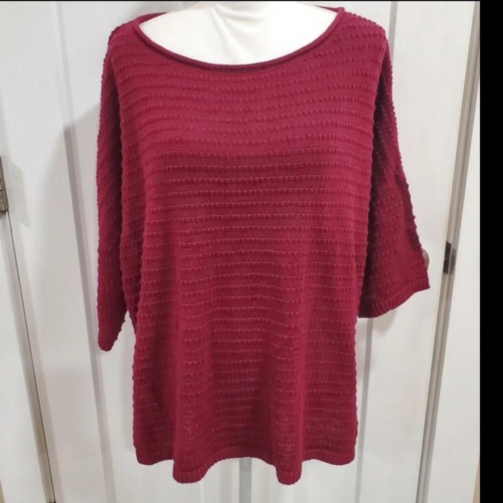 Time &  thru short-sleeve knit cotton blend  sweater